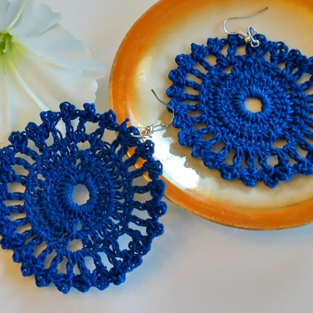 💙Blue, Lace earrings lightweight Handmade Boho